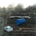 View from the top towards the compost heaps.