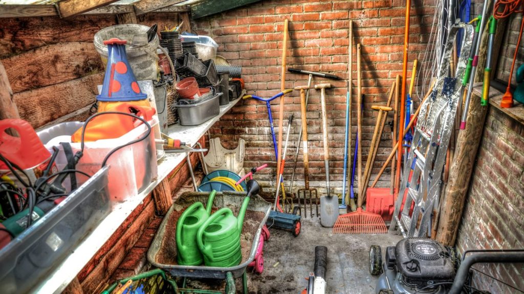 Garden tools in a store